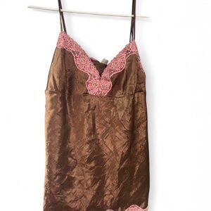 No Boundaries Brown Chemise with Pink Lace